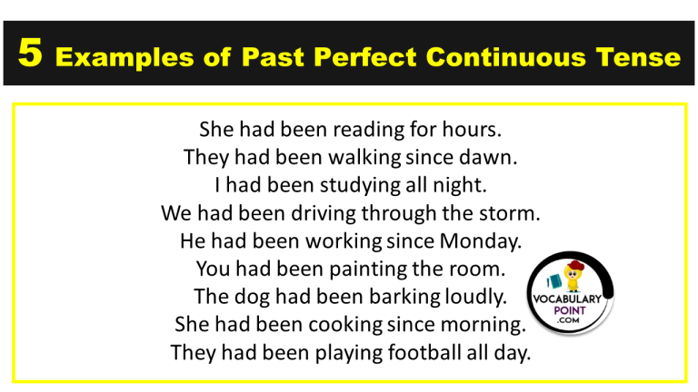 5 Examples of Past Perfect Continuous Tense - Vocabulary Point