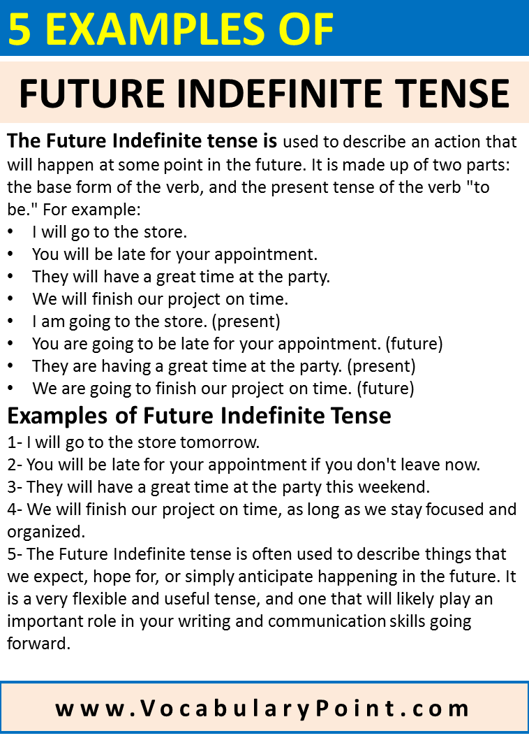 5 Future Indefinite Tense Examples