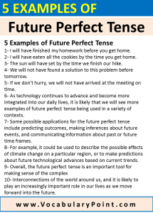 5 Examples of Future Perfect Tense - Vocabulary Point