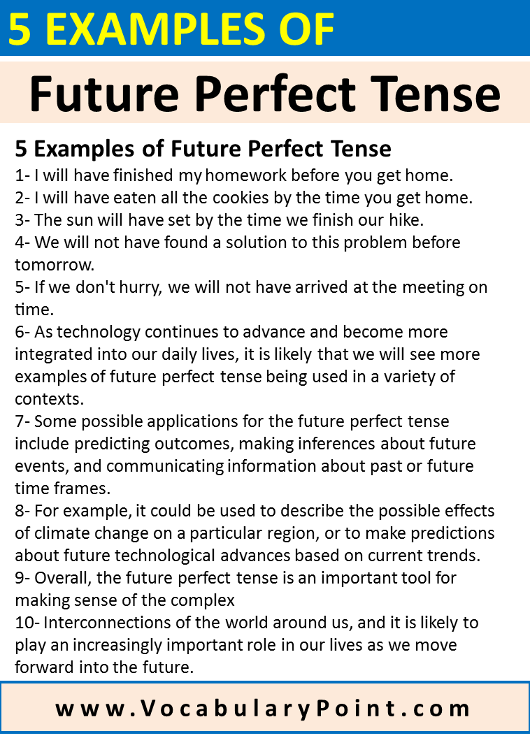 5 Future Perfect Tense Examples