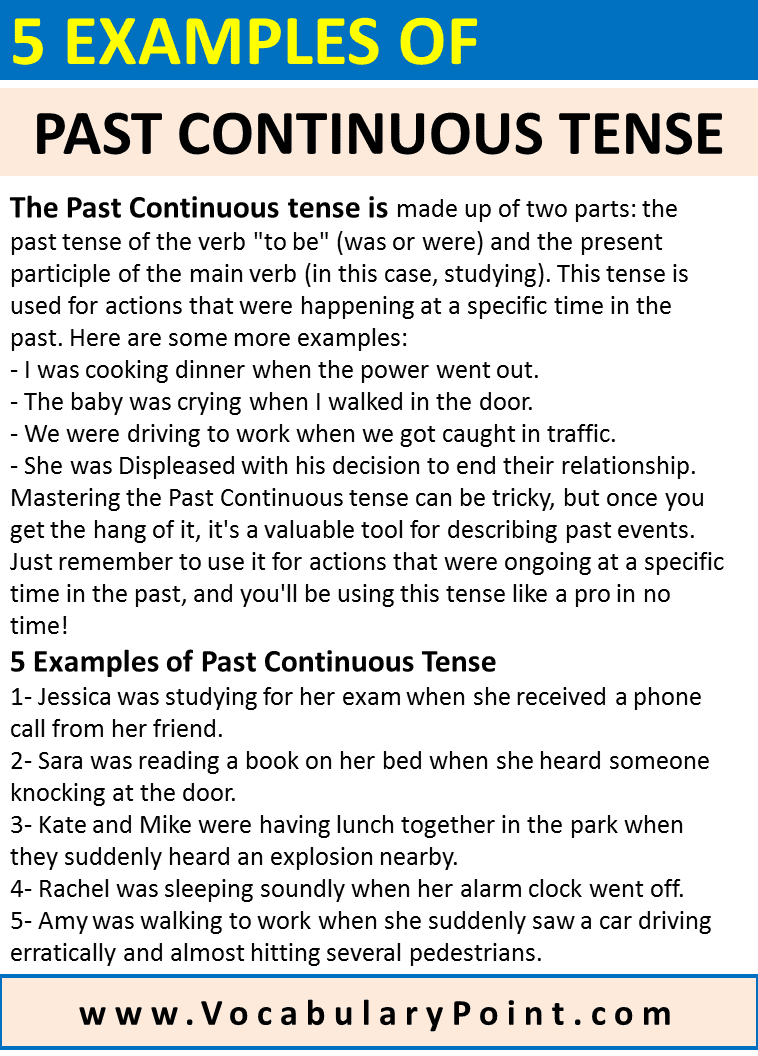 5 Examples of Past Continuous Tense - Vocabulary Point