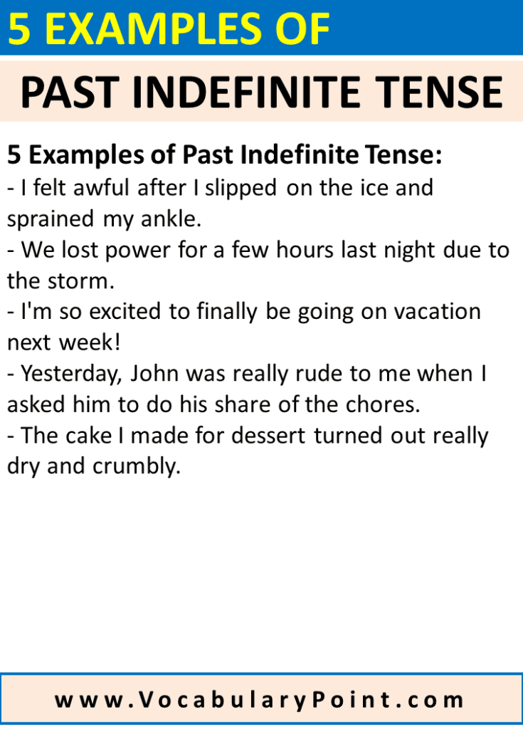 5 Examples of Past Indefinite Tense - Vocabulary Point