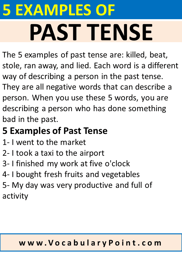 5 Past Tense Examples