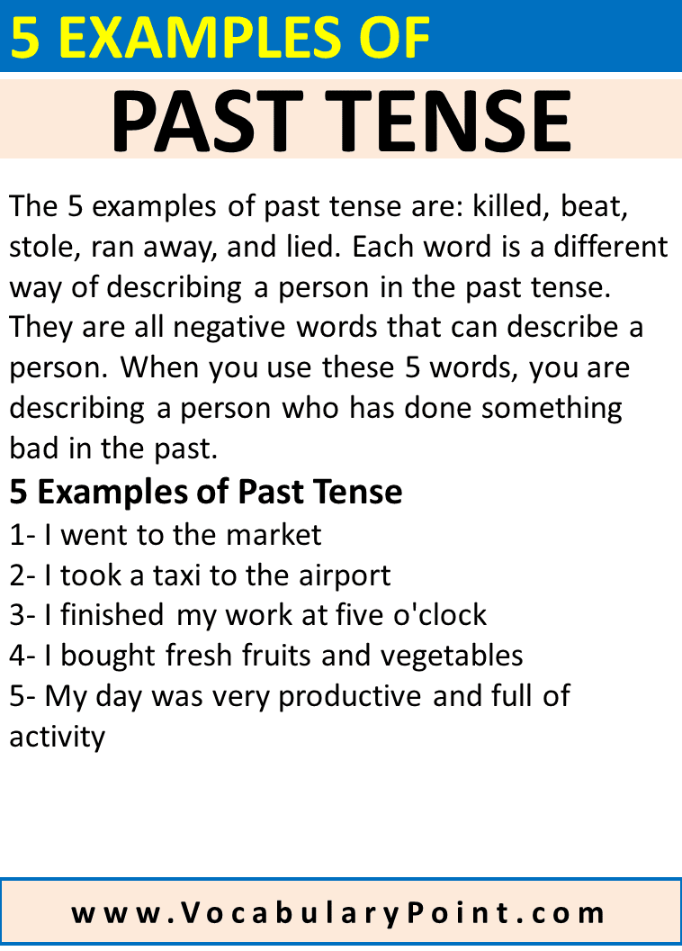 5 Examples of Past Tense - Vocabulary Point