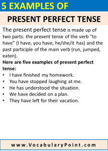 5 Examples of Present Perfect Tense - Vocabulary Point