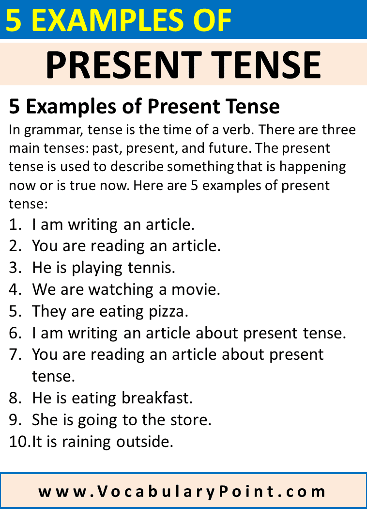 5 present tense Examples