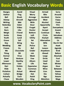 100+ Basic English Vocabulary Words - Vocabulary Point