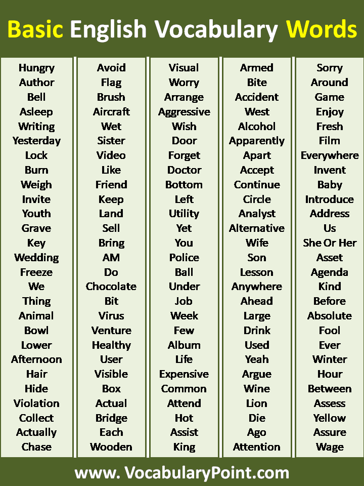 Basic English Words