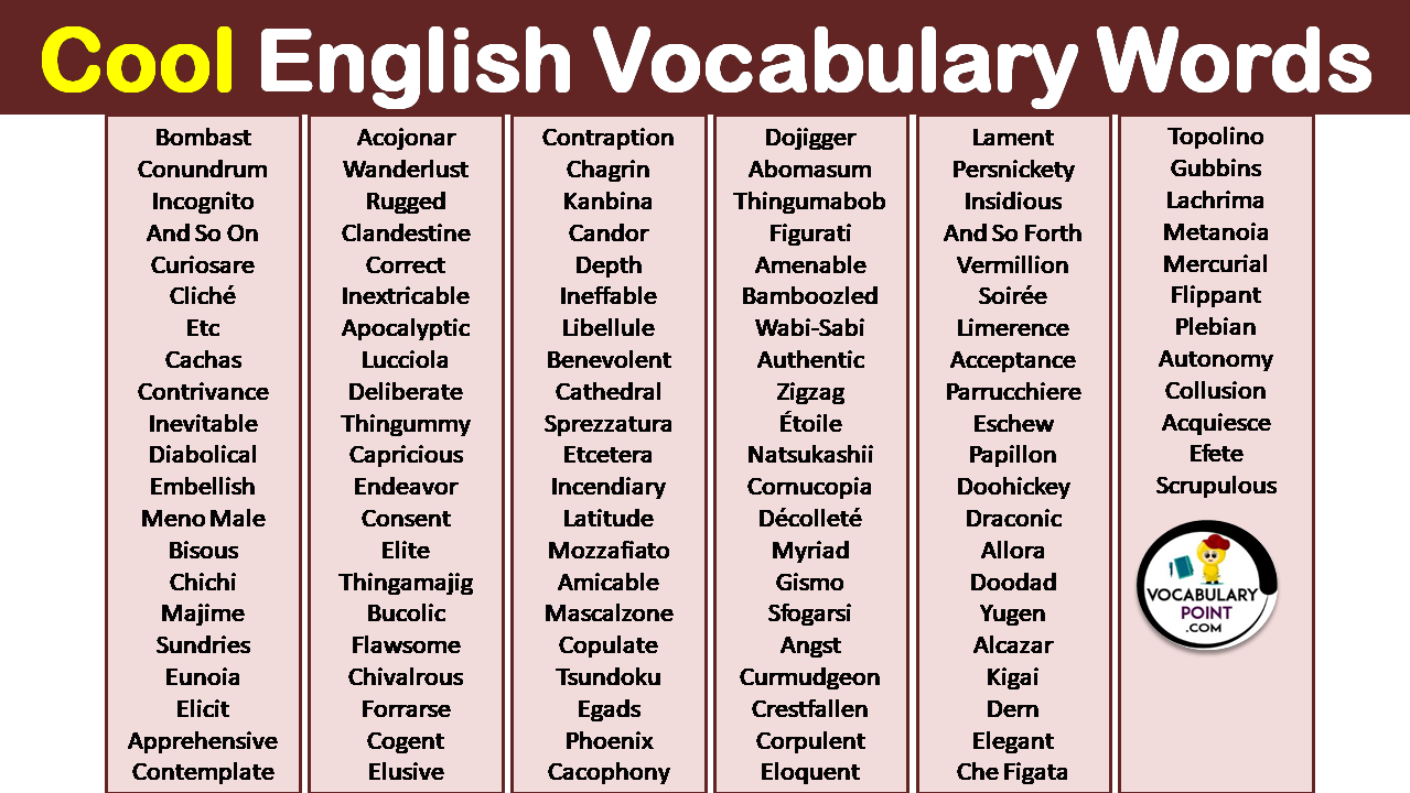 Cool English Vocabulary Words