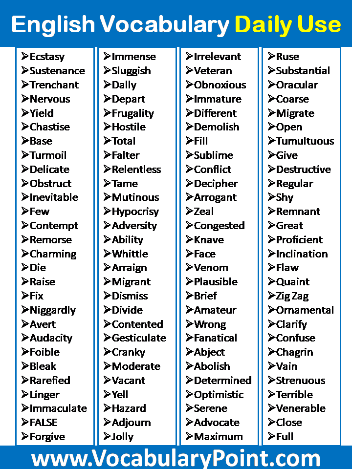 Daily Use English Words
