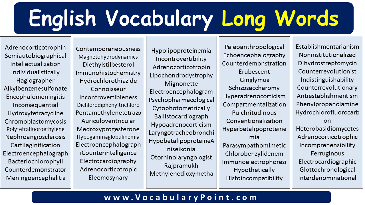 English Vocabulary Long Words