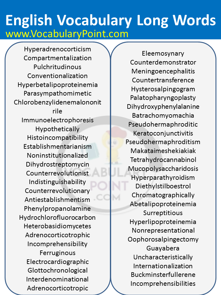 English Vocabulary Long Words