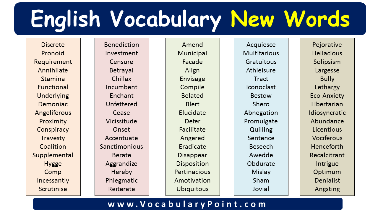 English Vocabulary New Words