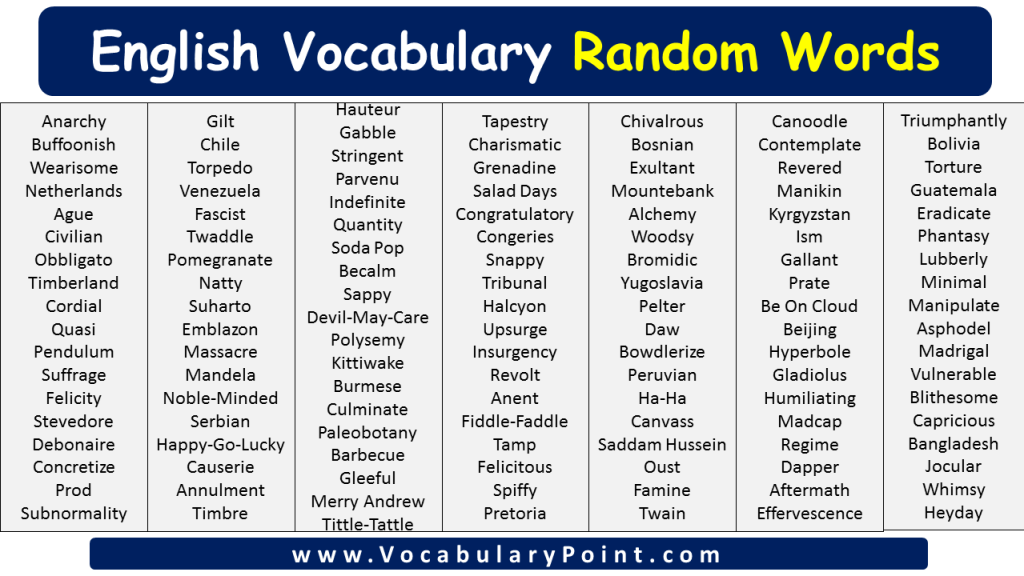 List of Random Words To improve Vocabulary - Vocabulary Point