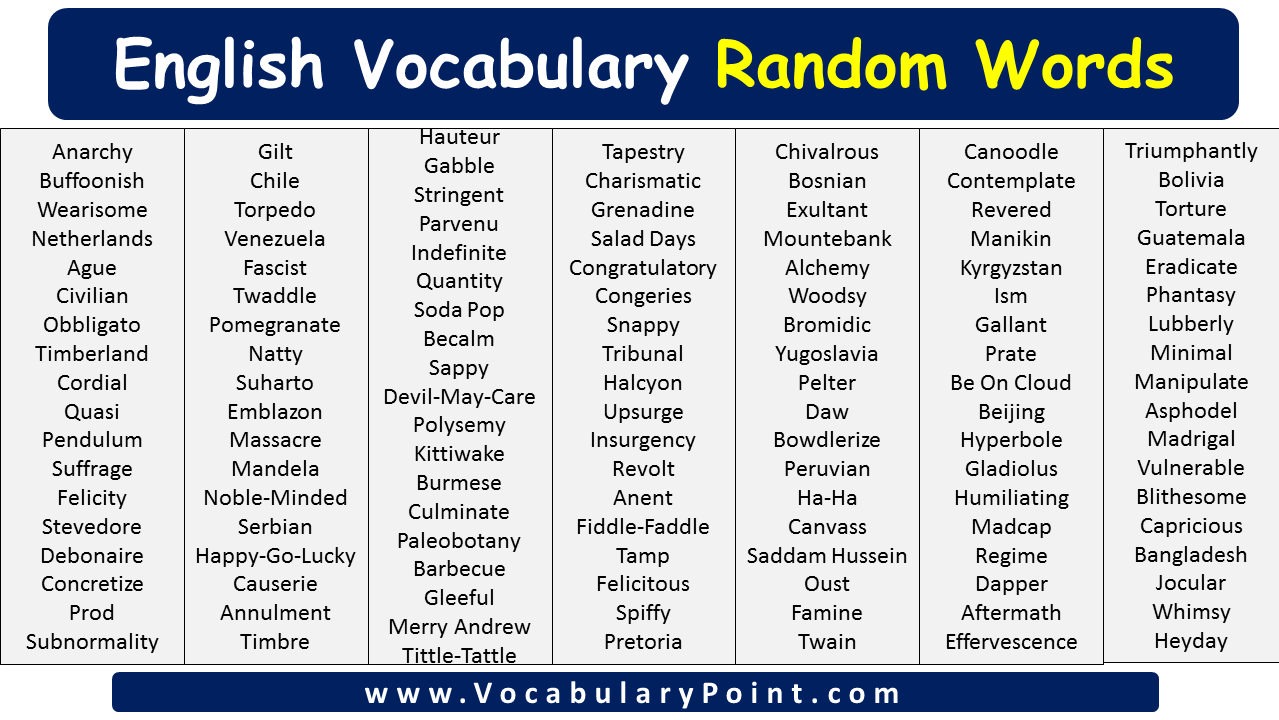 English Vocabulary Random Words