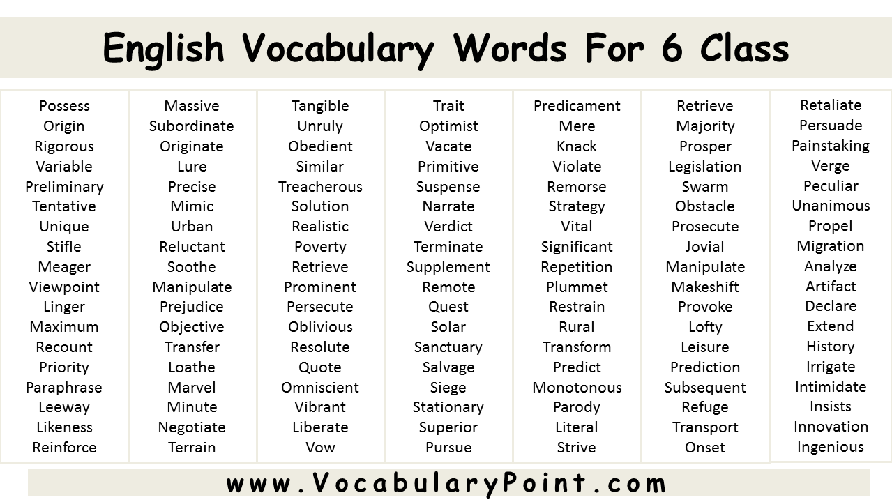 Hard Words In English For Class 6 Archives VocabularyPoint