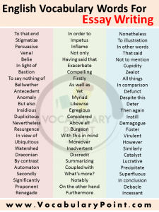 writing essay vocabulary