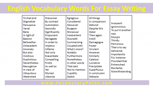 vocabulary for writing essays pdf