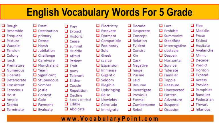 english-words-for-class-5-vocabulary-point