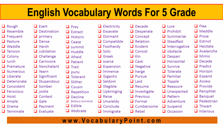 English Difficult Words For Class 5 Archives Vocabulary Point