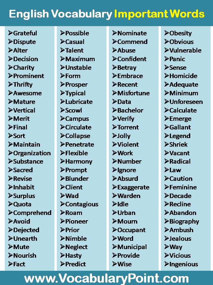 Important English Vocabulary