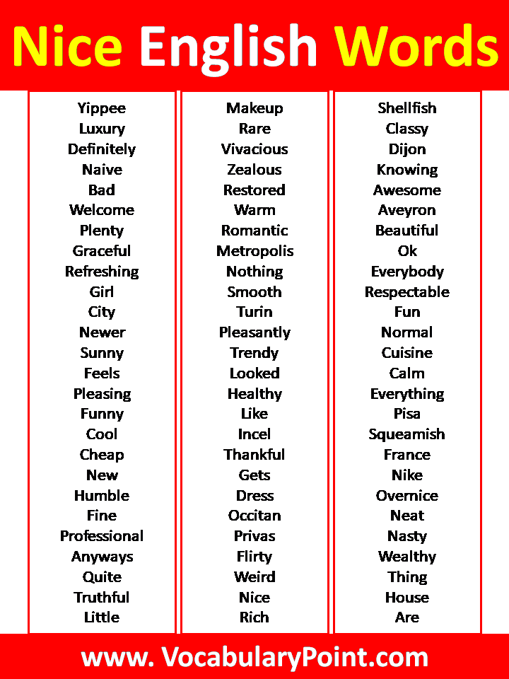 List Of Nice English Words