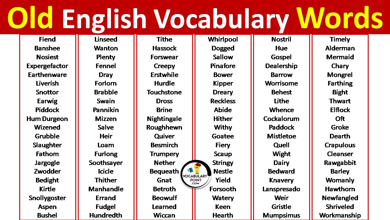 Old English Vocabulary Words