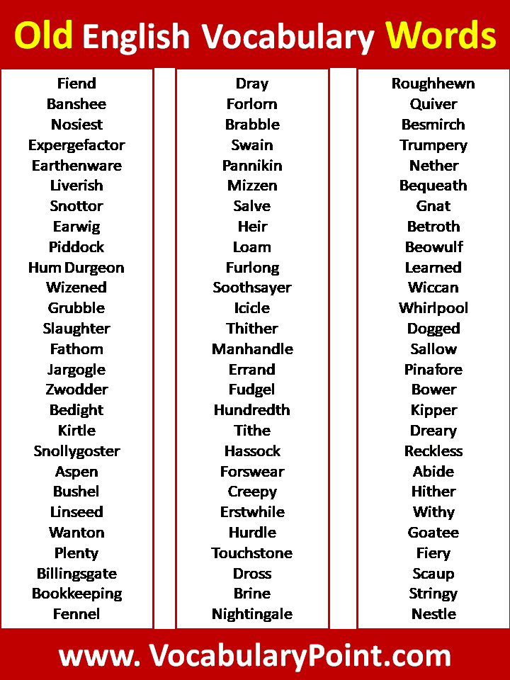 Old English Vocabulary Words - Vocabulary Point