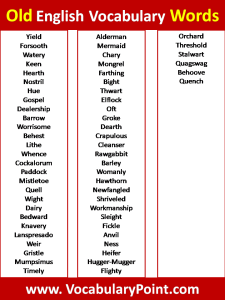 Old English Vocabulary Words - Vocabulary Point