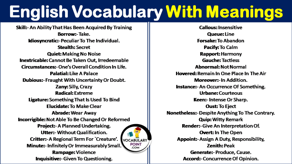 English Vocabulary Words With Meanings - VocabularyPoint.com