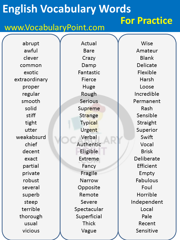 Vocabulary Words for Practice