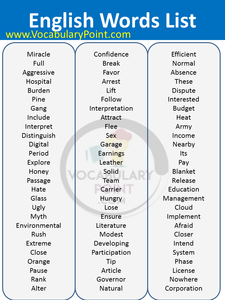 common words in english