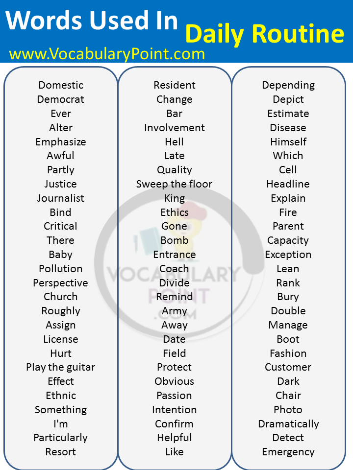 Daily Life Activities Vocabulary 