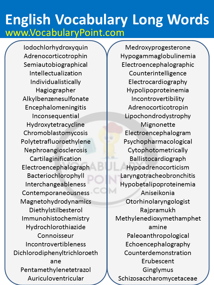 10 longest words of english vocabulary