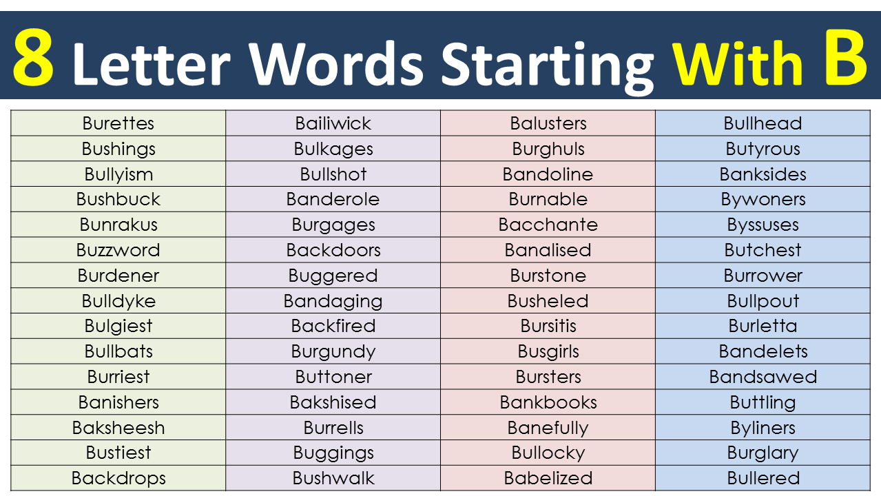 Common Words Starting With B