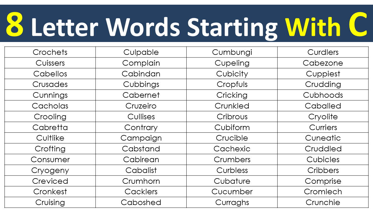 8 Letter Words Starting With C