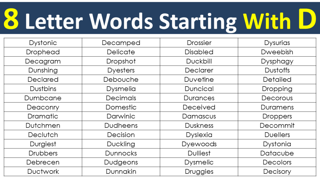 7 Letter Words Beginning With D