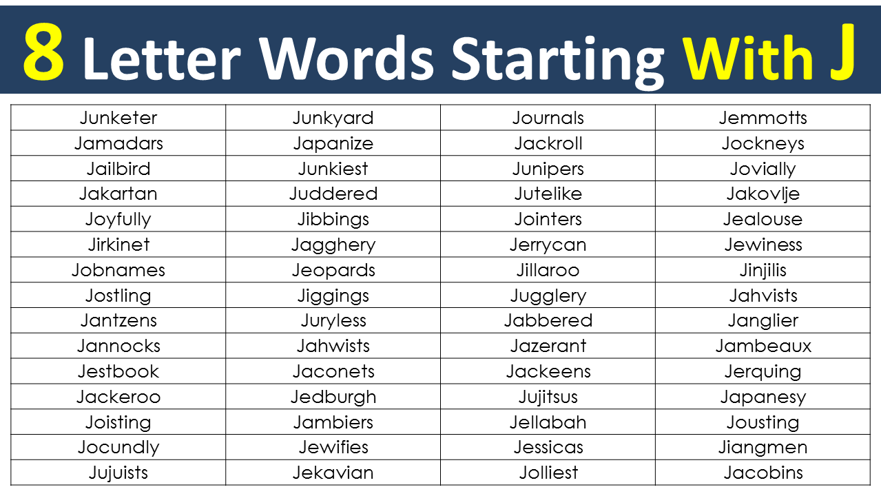 8 Letter Words Starting With J
