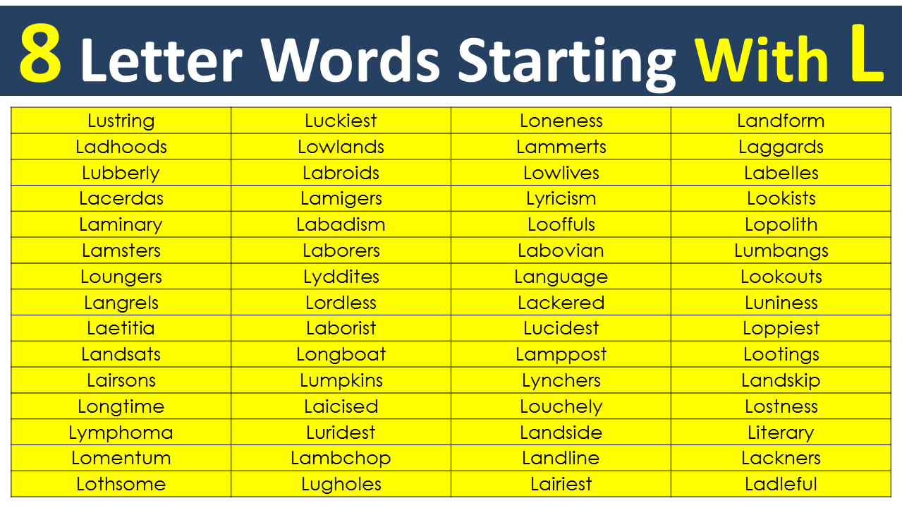 8 Letter Words Starting With L