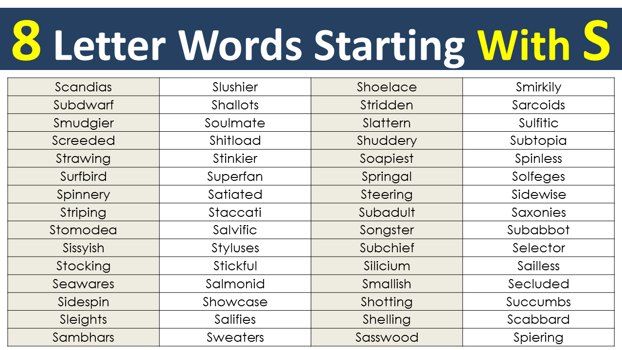 8 Letter Words Starting With S