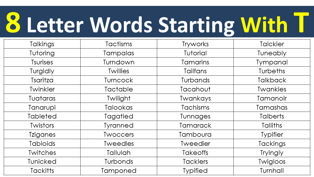 8 Letter Words Starting With T - Vocabulary Point
