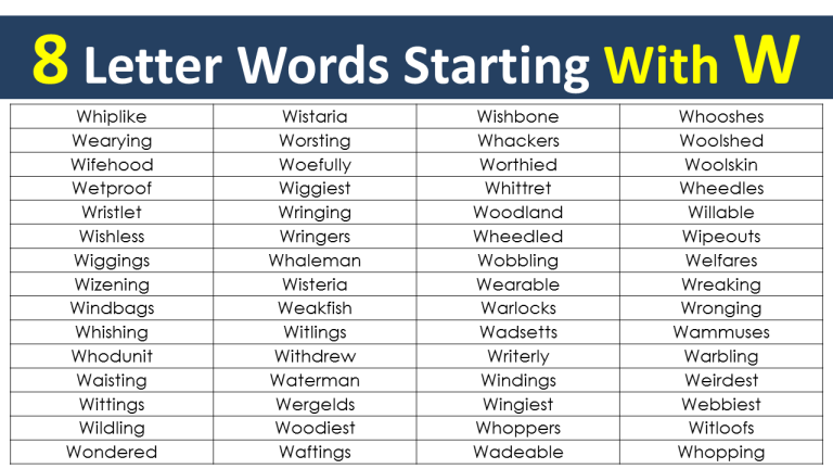 8 Letter Words Starting with W - Vocabulary Point