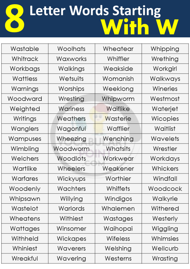 8 Letter Words Starting with W - Vocabulary Point