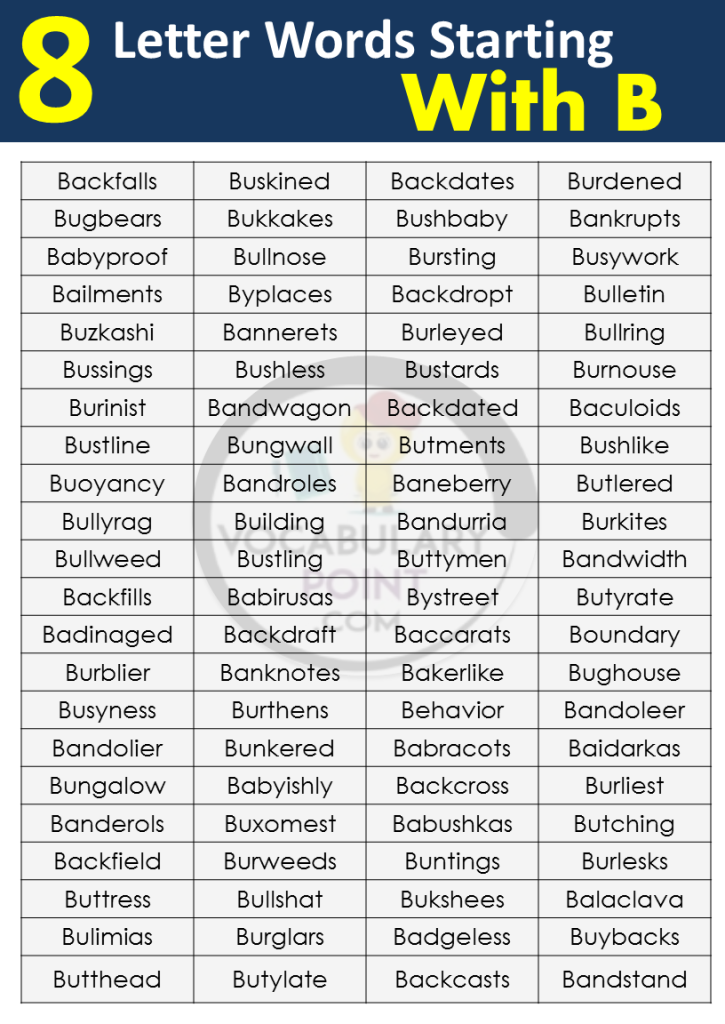 8 Letter Words Starting With B - Vocabulary Point