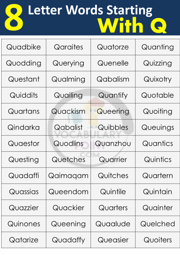 8 Letter Words Starting with Q - Vocabulary Point