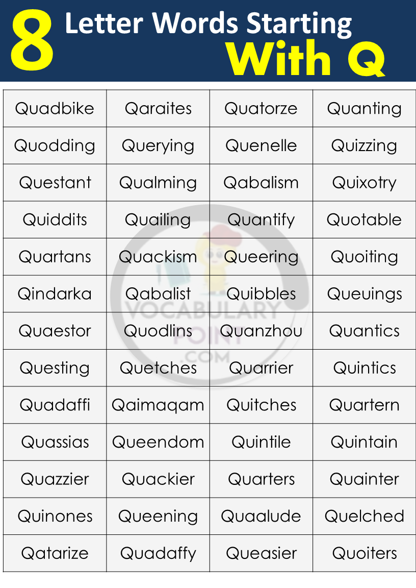 8 letter words that start with Q