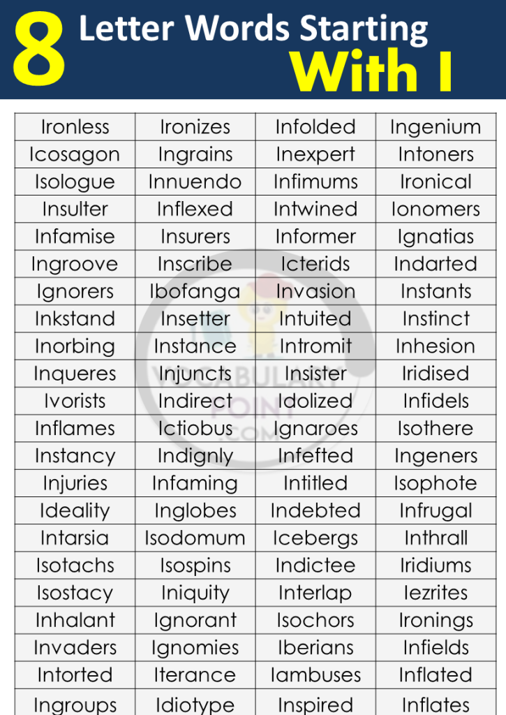 8 Letter Words Starting with I - Vocabulary Point