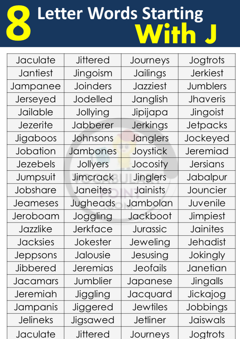 8 Letter Words Starting with J Vocabulary Point