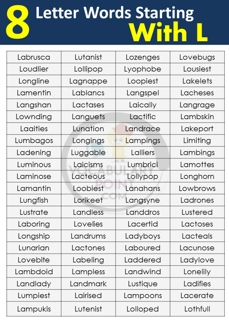 8 Letter Words Starting with L - Vocabulary Point