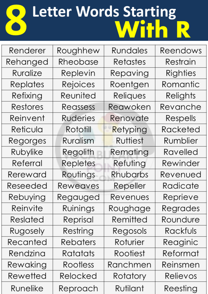 8 Letter Words Starting with R - Vocabulary Point